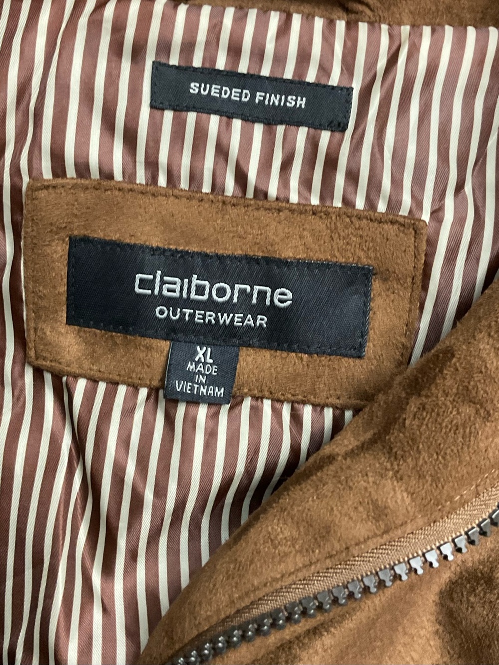 Claiborne Chestnut Suede Bomber Jacket - Picture 6 of 8
